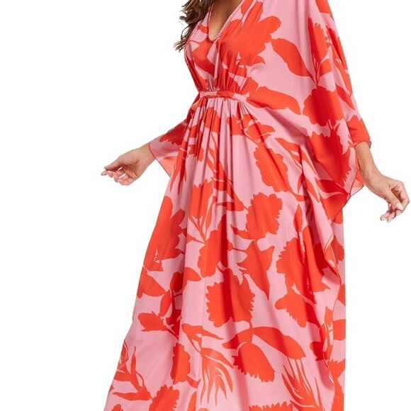Kaftan Dresses for Women V Neck Summer Swimsuit Cover up Caftan Plus Size Maxi B - Picture 5 of 5